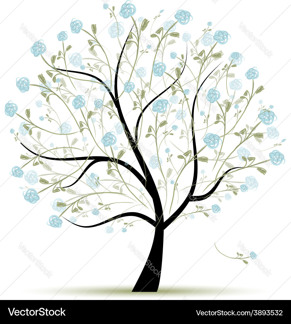 Spring tree with flowers for your design vector image