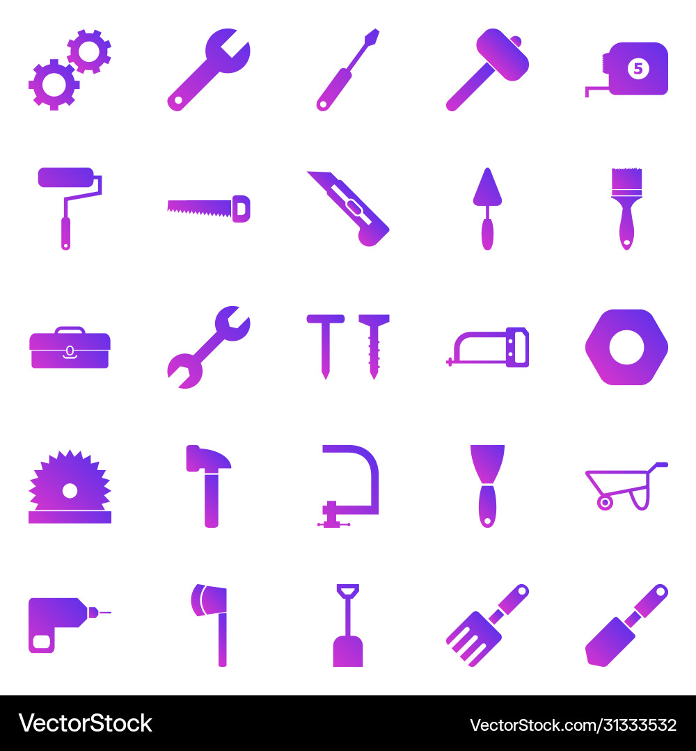 Tool gradient icons on white background Vector Image