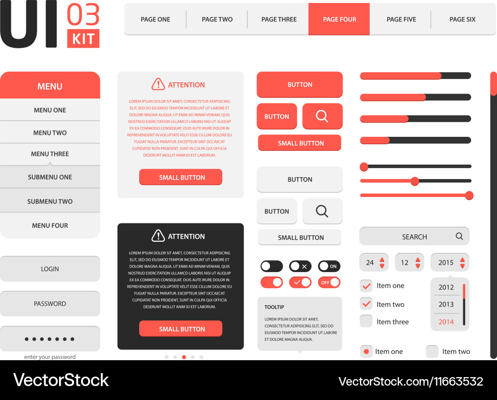 Web UI Kit Mockup Set vector image