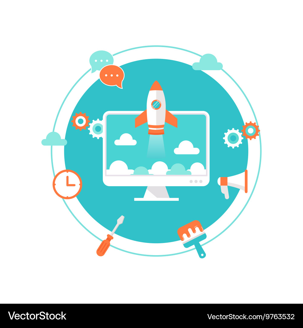 Website Launch & Development Concepts vector image