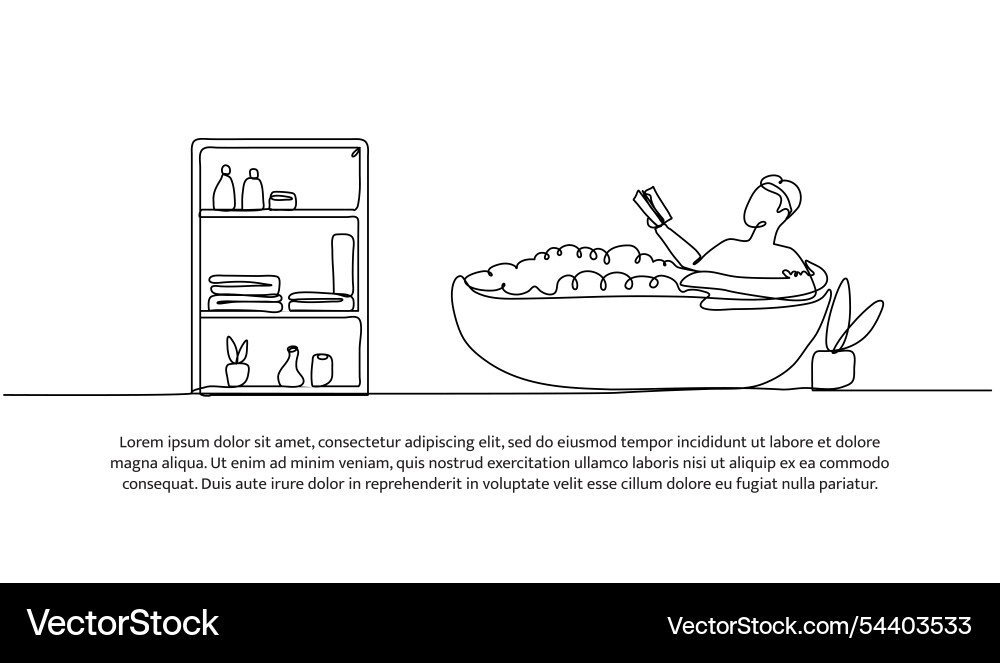 Continuous one line design of a man is soaking Vector Image