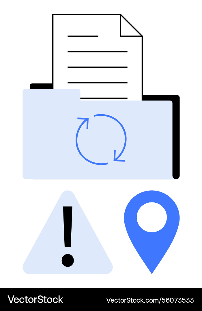 Document management with folder warning sign Document management with folder warning sign vector image