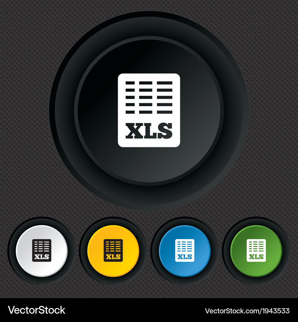 Excel file document icon download xls button Vector Image