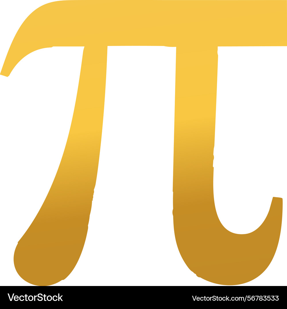 Golden pi symbol mathematical icon with glossy Vector Image