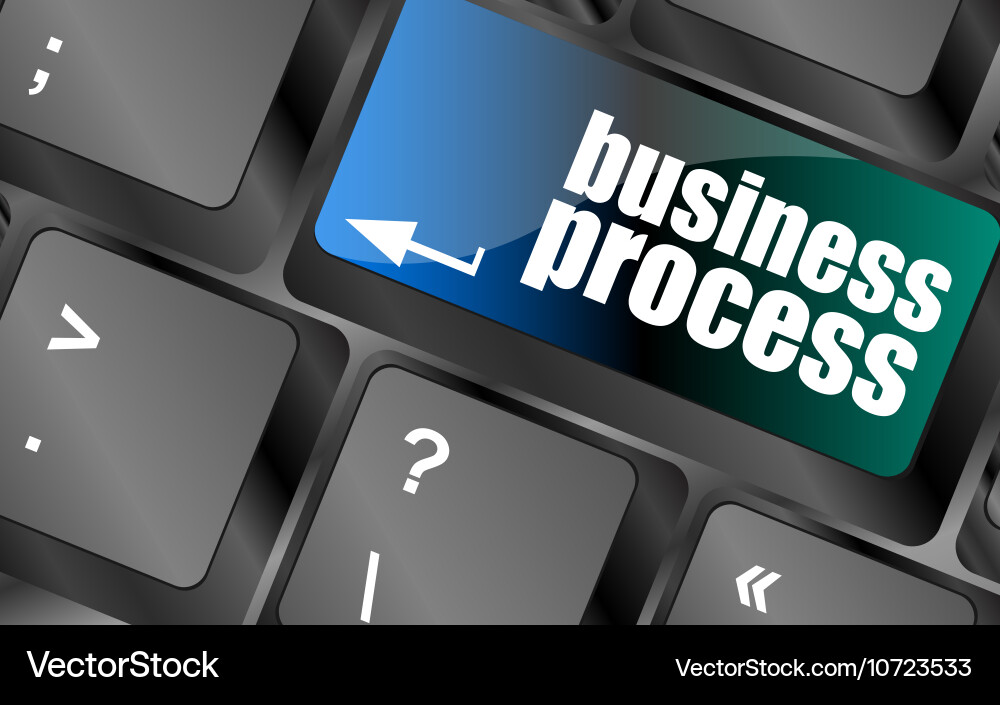 Keyboard key with business process button vector image