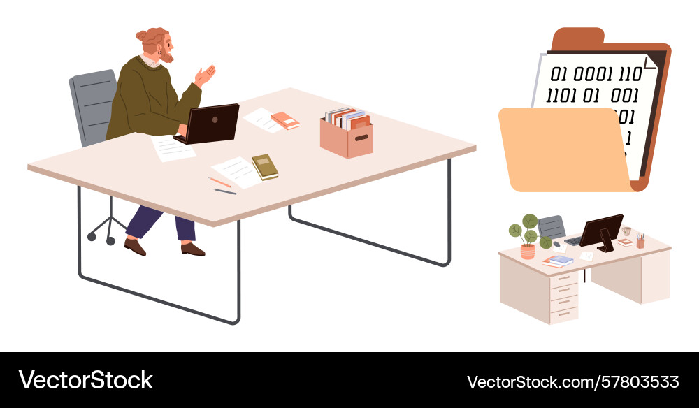 Professional workspace with a man working vector image