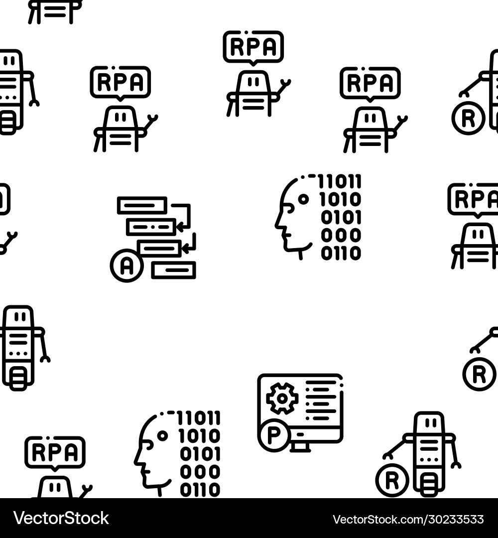 Robotic process automation seamless pattern Robotic process automation seamless pattern vector image