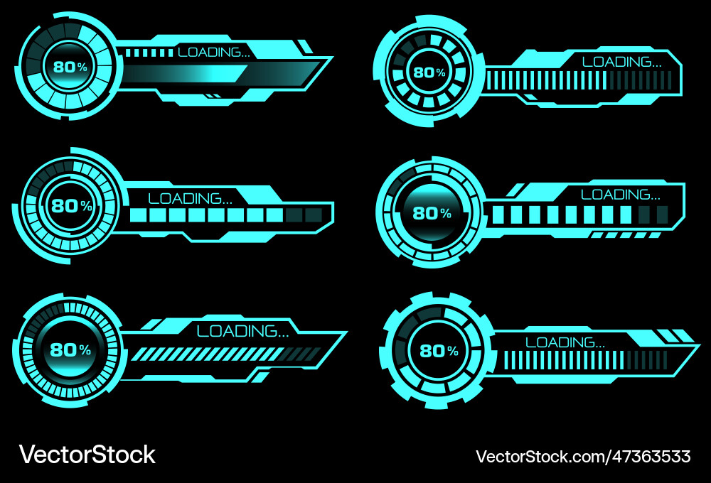 Set of hud modern loading progress bars user Vector Image