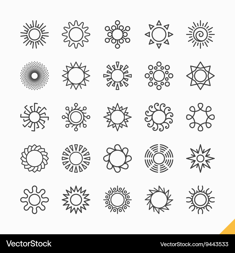 Sun icon set Royalty Free Vector Image - VectorStock