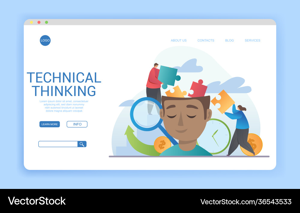Technical thinking website landing page template Technical thinking website landing page template vector image