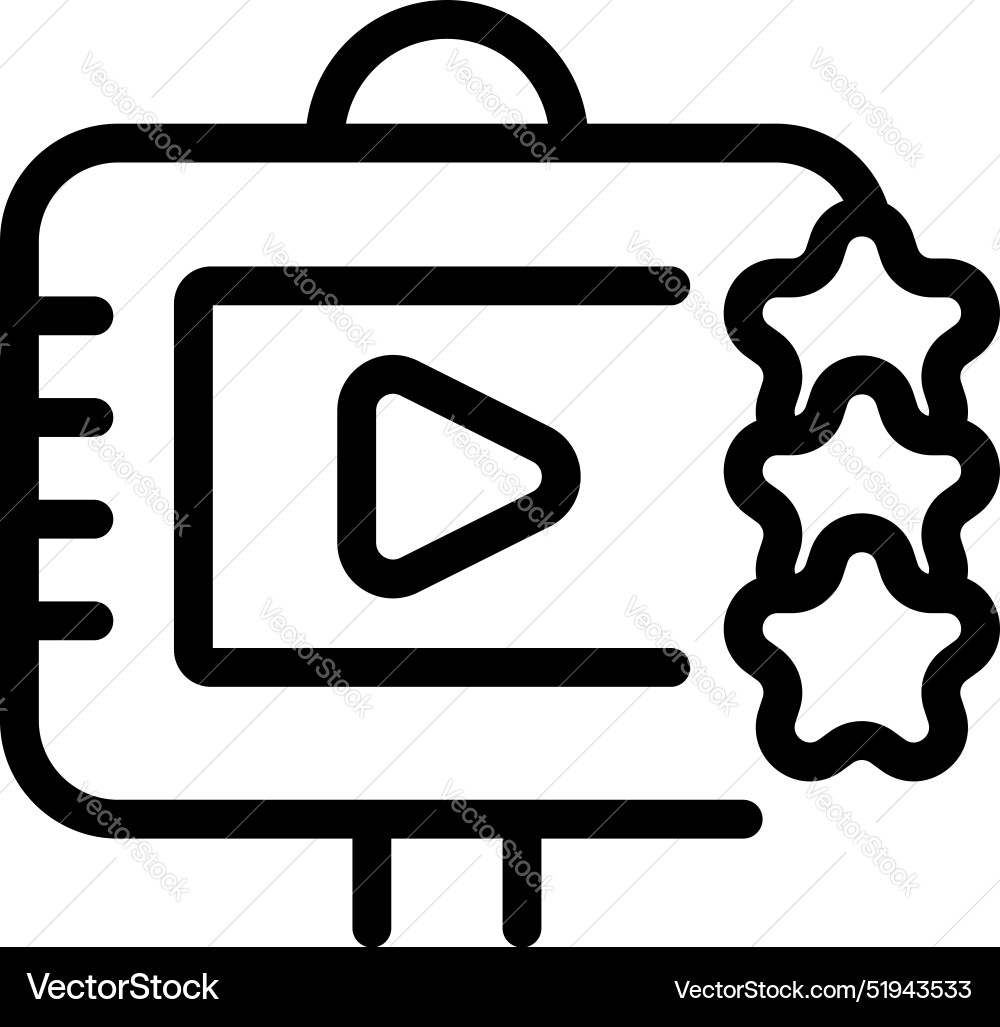 Video player showing three stars rating system Video player showing three stars rating system vector image