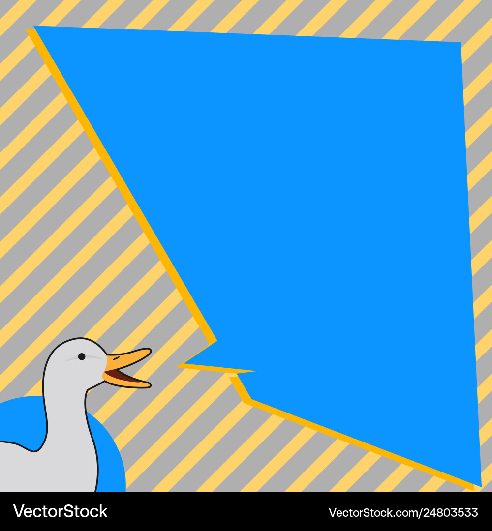 White duck talking with uneven shape speech bubble White duck talking with uneven shape speech bubble vector image