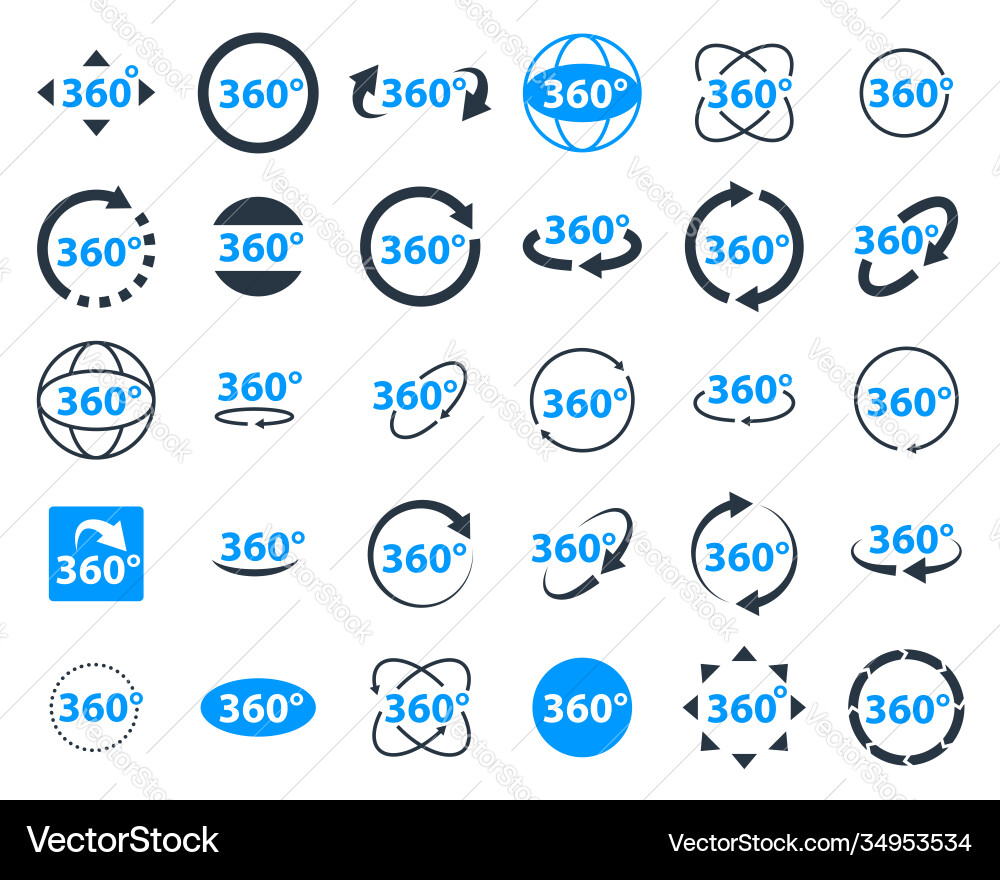 360 Degree Rotation Icons Royalty Free Vector Image