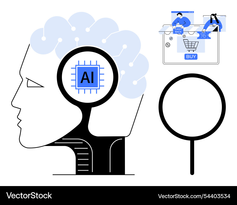 Artificial intelligence in e-commerce enhancing vector image