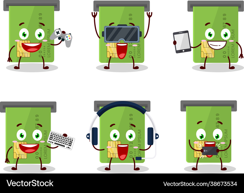 Atm Card Slot Cartoon Charakter spielen Spiele Atm Card Slot Cartoon Charakter spielen Spiele vektorbild