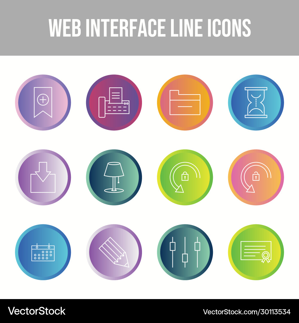 Beautiful web interface icon set vector image