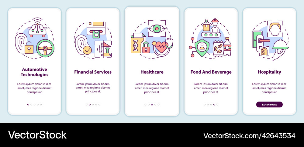 Biometric technology using onboarding mobile app Biometric technology using onboarding mobile app vector image