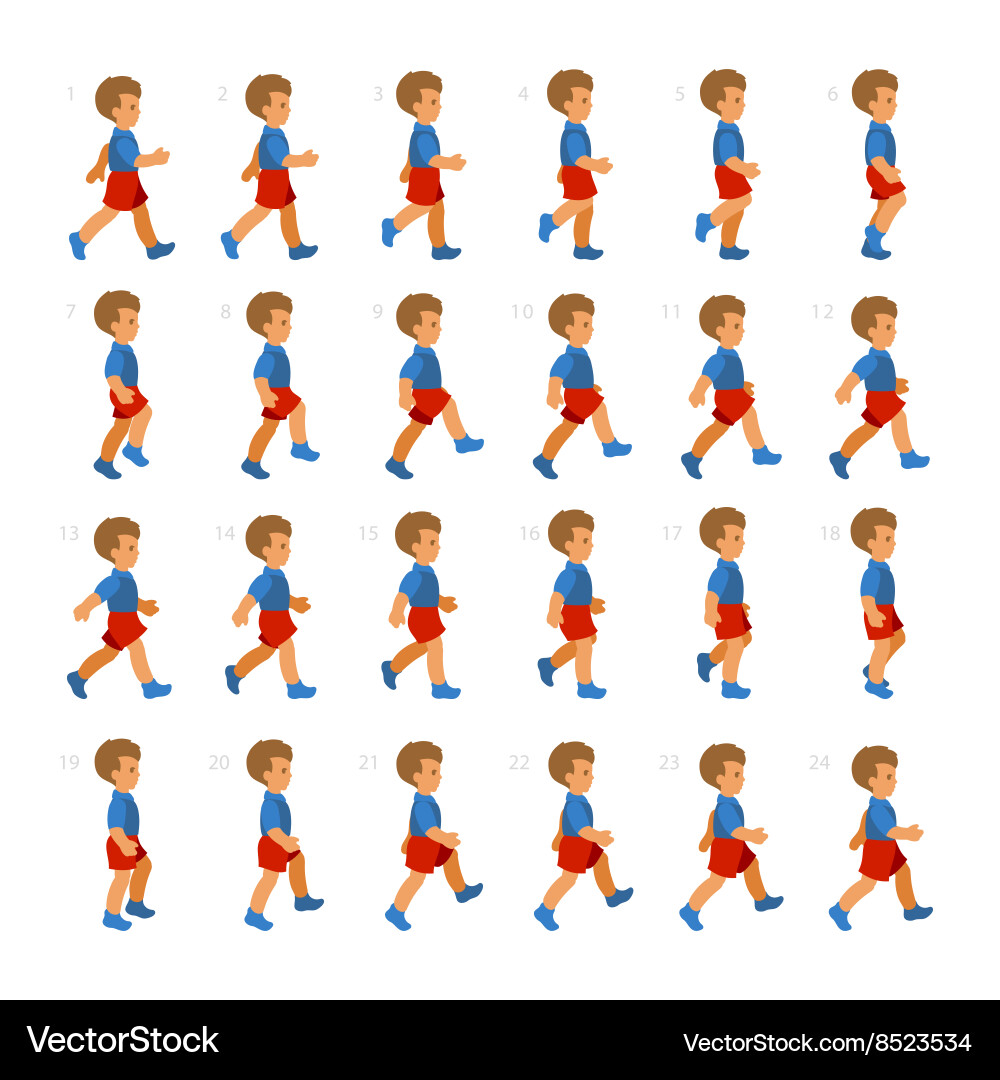 Boy Walking Sequence - Motion Graphics vector image
