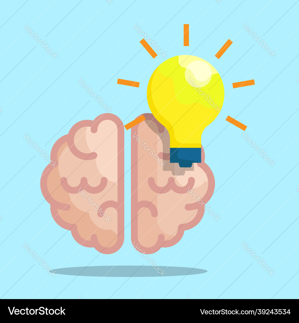 Brain with light bulb idea knowledge concept Brain with light bulb idea knowledge concept vector image