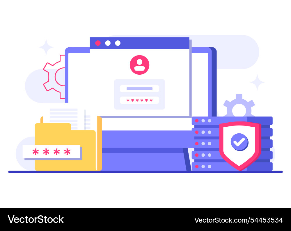 Database protection cyber security data center Vector Image