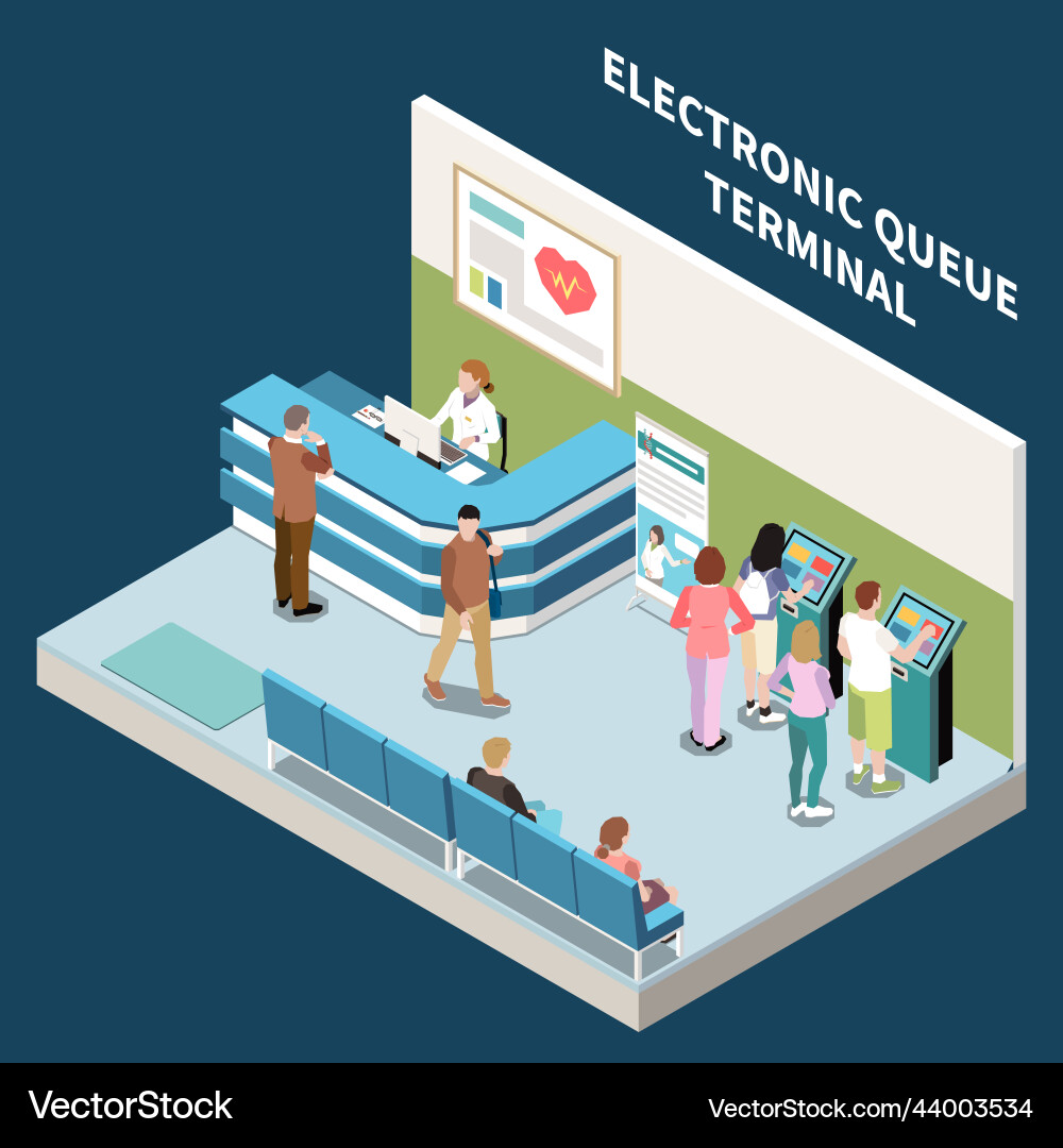 Electronic queue terminals composition Electronic queue terminals composition vector image