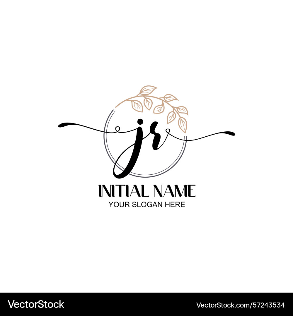 Elegant jr initial logo design with botanical Elegant jr initial logo design with botanical vector image