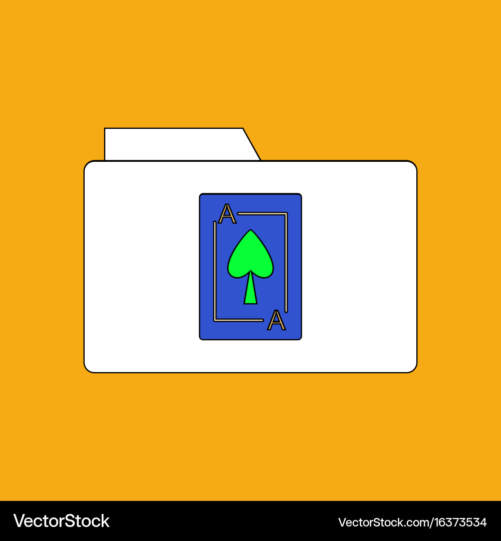 Flat icon design collection playing card on folder vector image