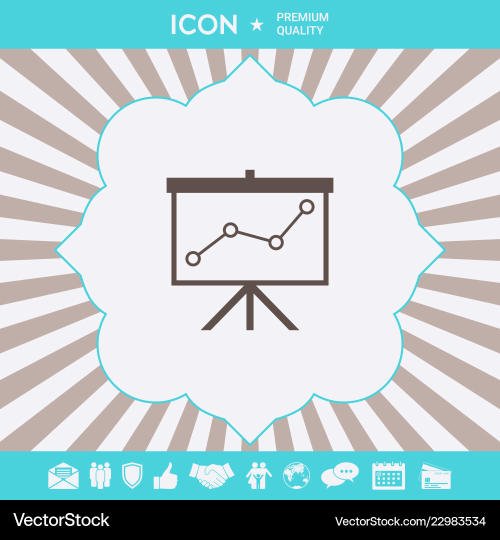 Flip-chart projection screen with a graph vector image