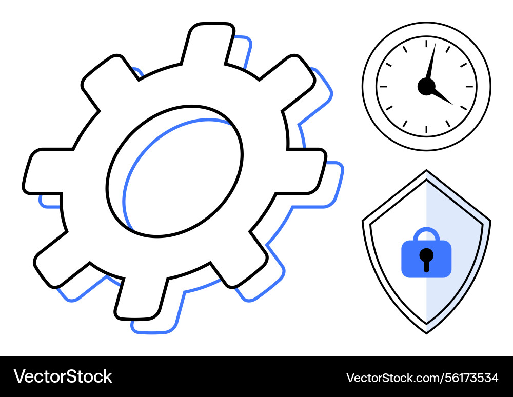 Gear mechanism with clock and secure shield Gear mechanism with clock and secure shield vector image