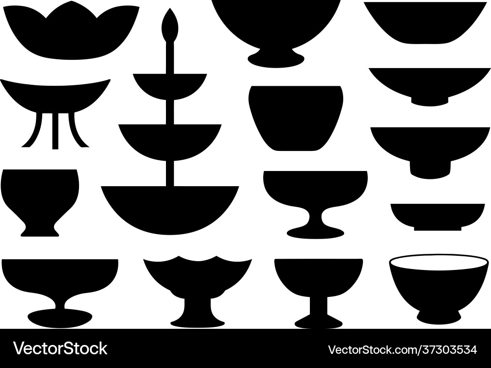 Group different bowls Group different bowls vector image