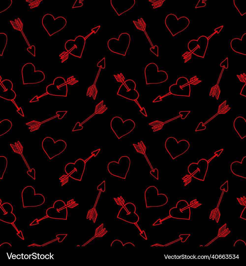 Heart and Arrow Seamless Pattern vector image