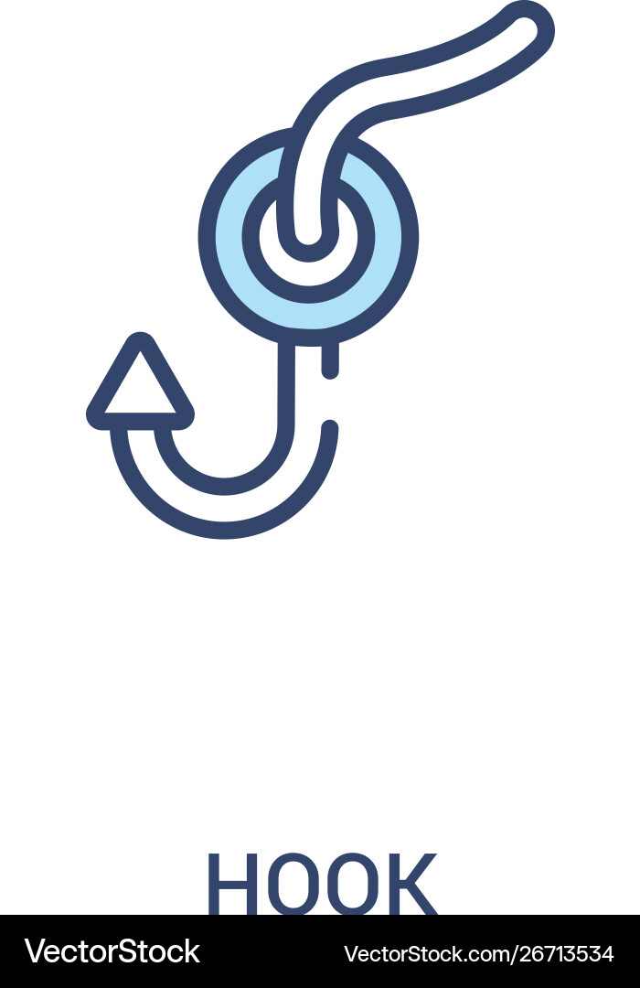 Hook concept 2 colored icon simple line element Hook concept 2 colored icon simple line element vector image