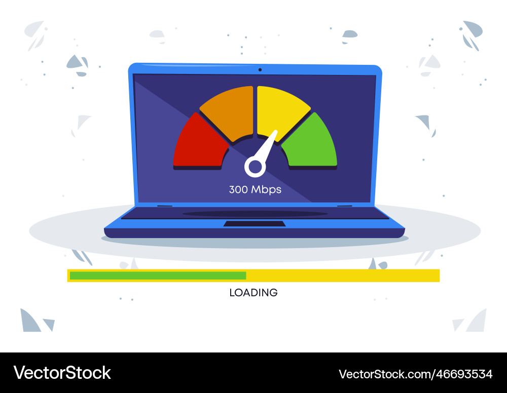 Internet speed reduction using a laptop Vector Image