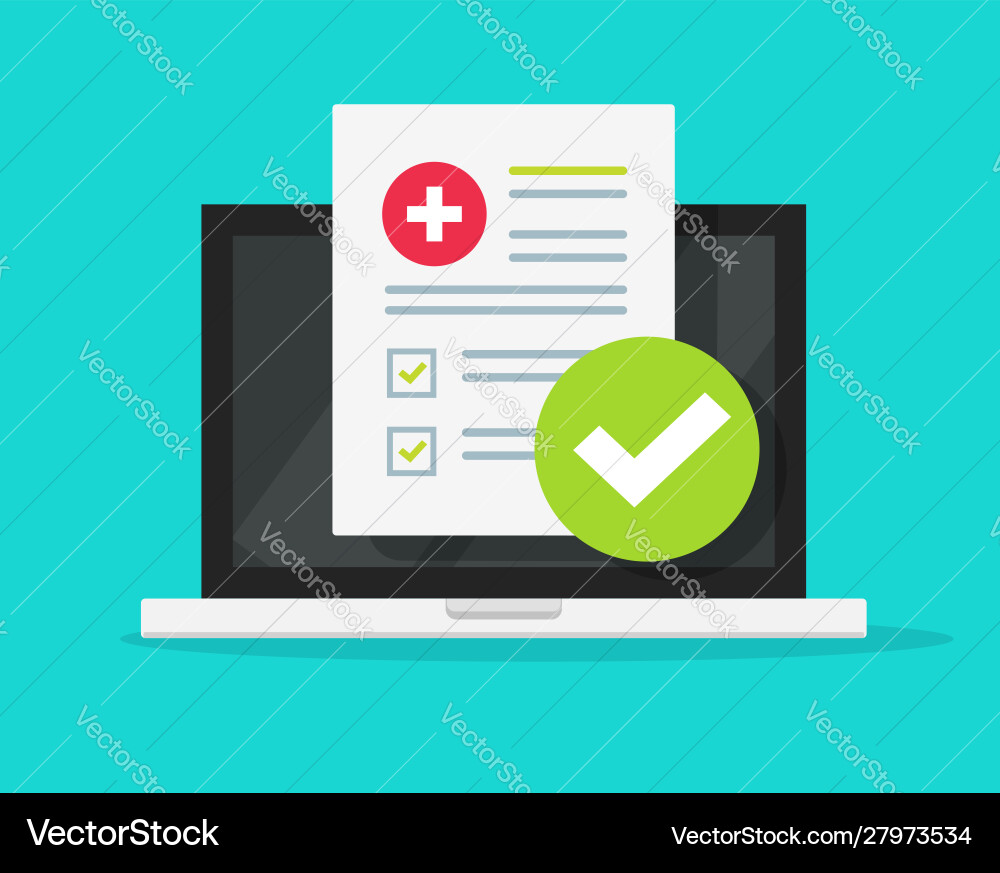 Medical form check list with results data