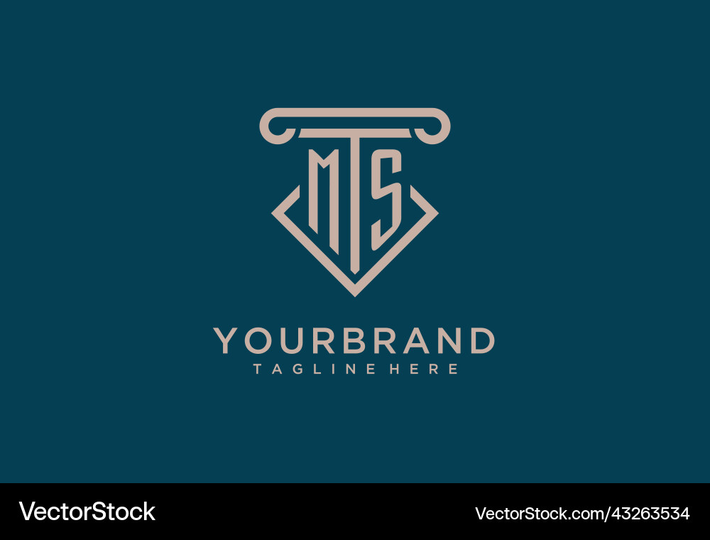 Ms initial with pillar icon design clean Vector Image
