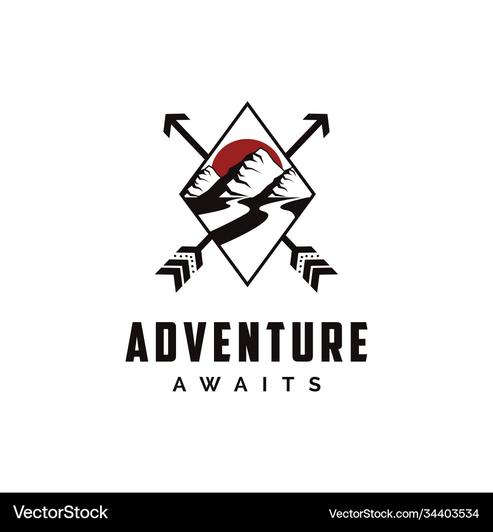 Outdoor adventure travel badge logo vector image