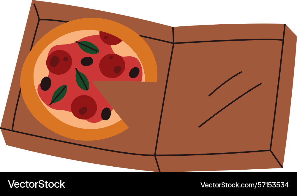 Pizza slice in open box vector image