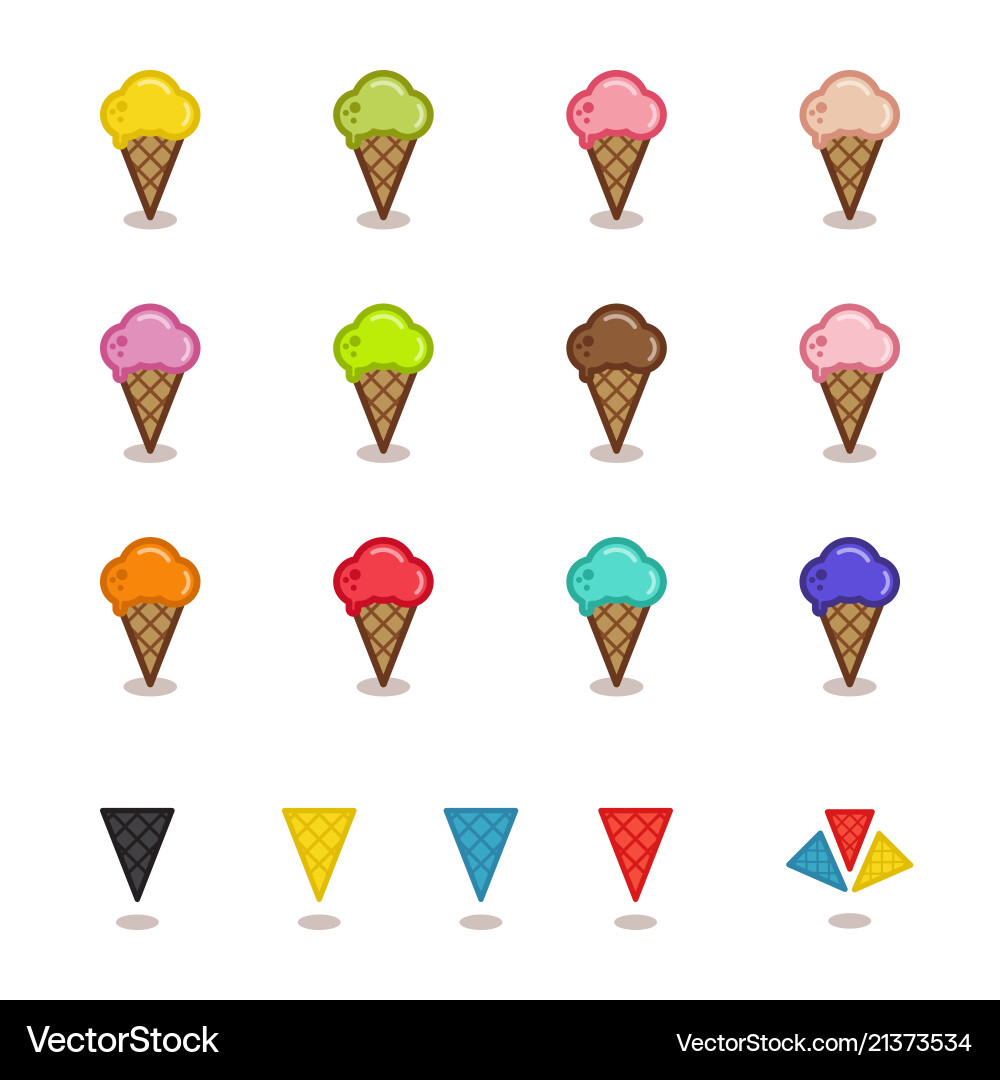 Set of simple icons in outline style for gelato Vector Image