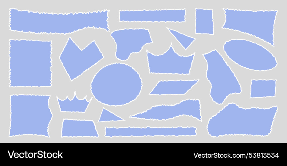 Set of torn empty pieces paper sheets with jagged Vector Image