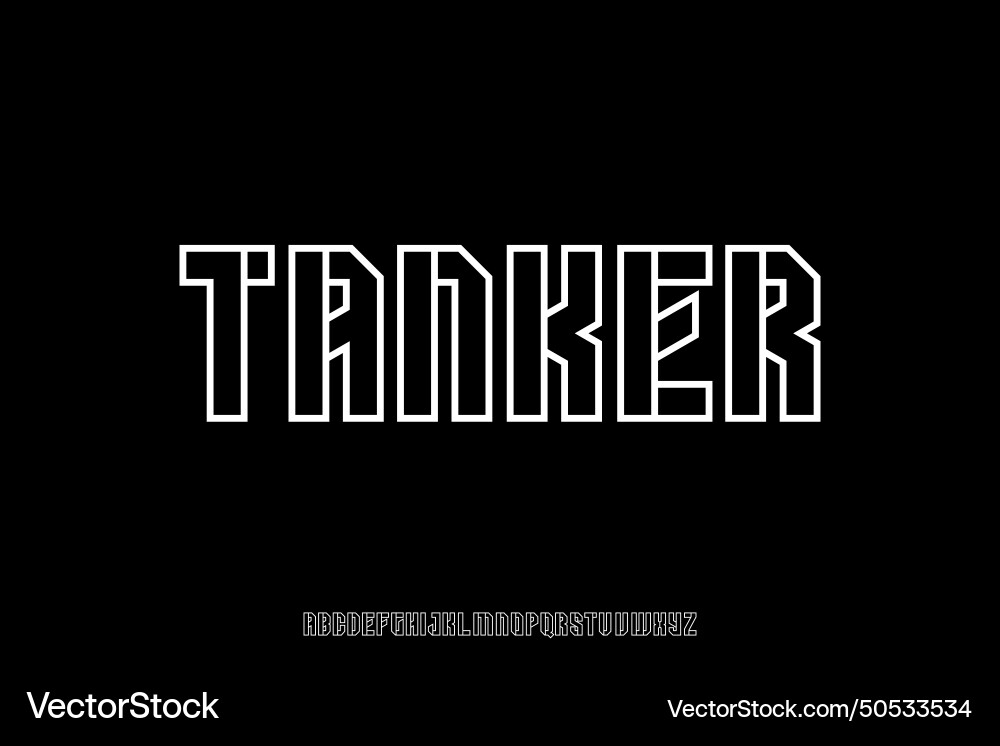 Strong linear alphabet display font army style Strong linear alphabet display font army style Vector Image