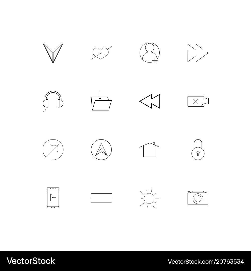 User interface linear thin icons set outlined vector image