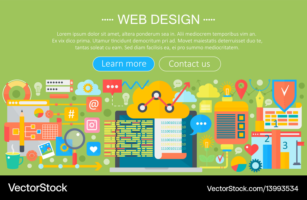 Web design flat concept programming apps vector image