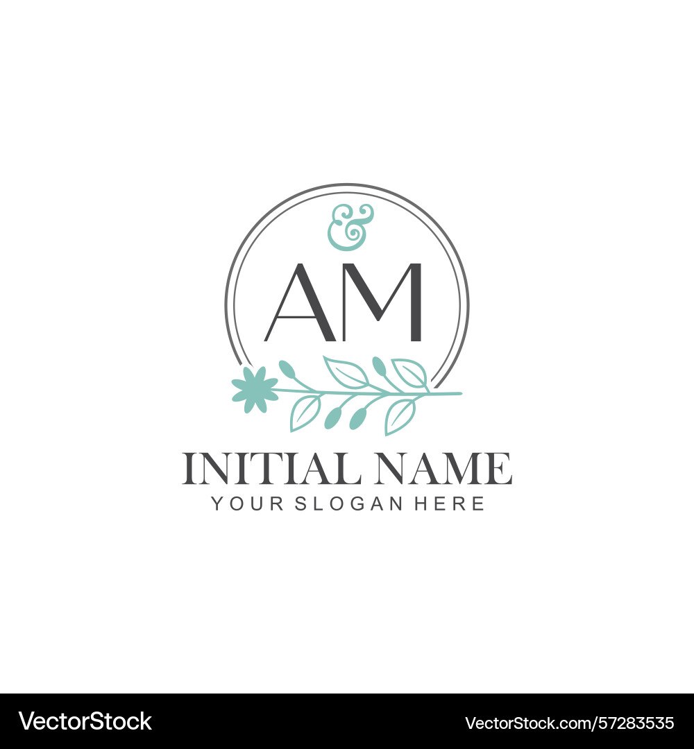 Am initial logo templates with botanical elements Vector Image