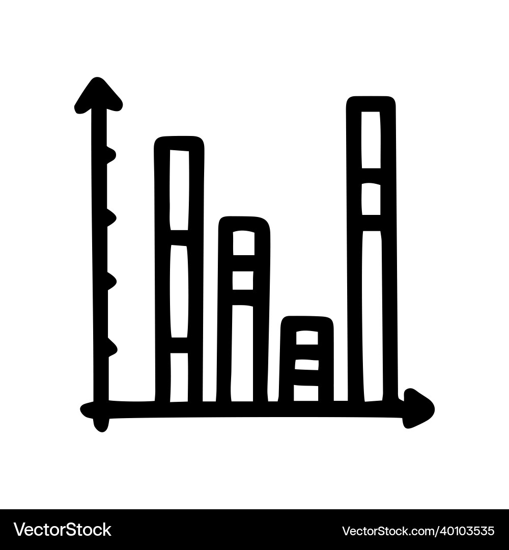 Bar chart line doodle simple icon Bar chart line doodle simple icon vector image