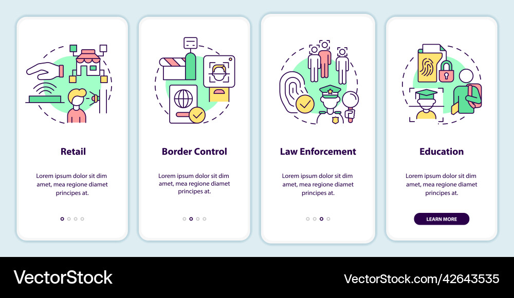 Biometric technology implementation onboarding Biometric technology implementation onboarding vector image