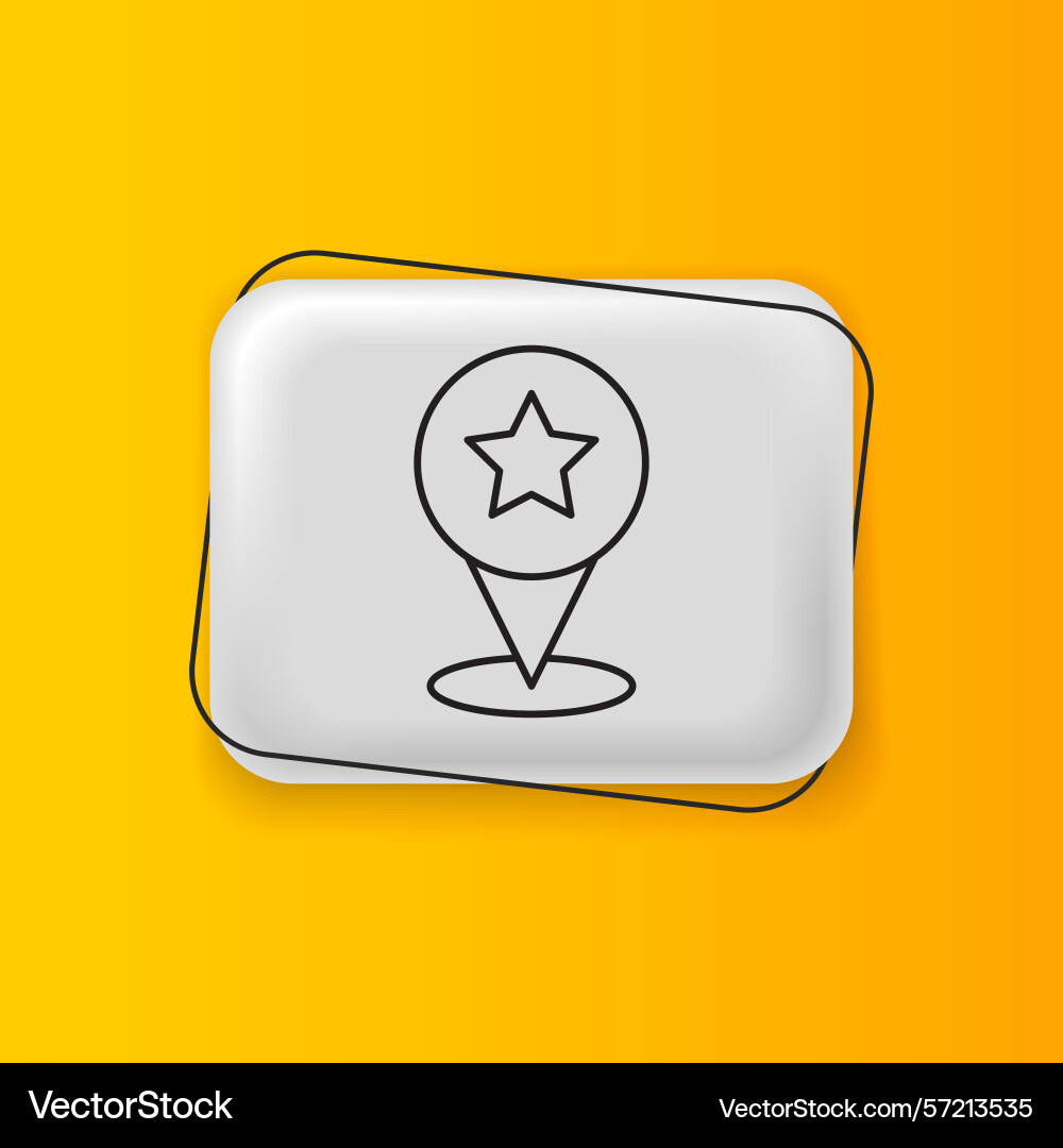 Black map pointer with star icon isolated Black map pointer with star icon isolated vector image