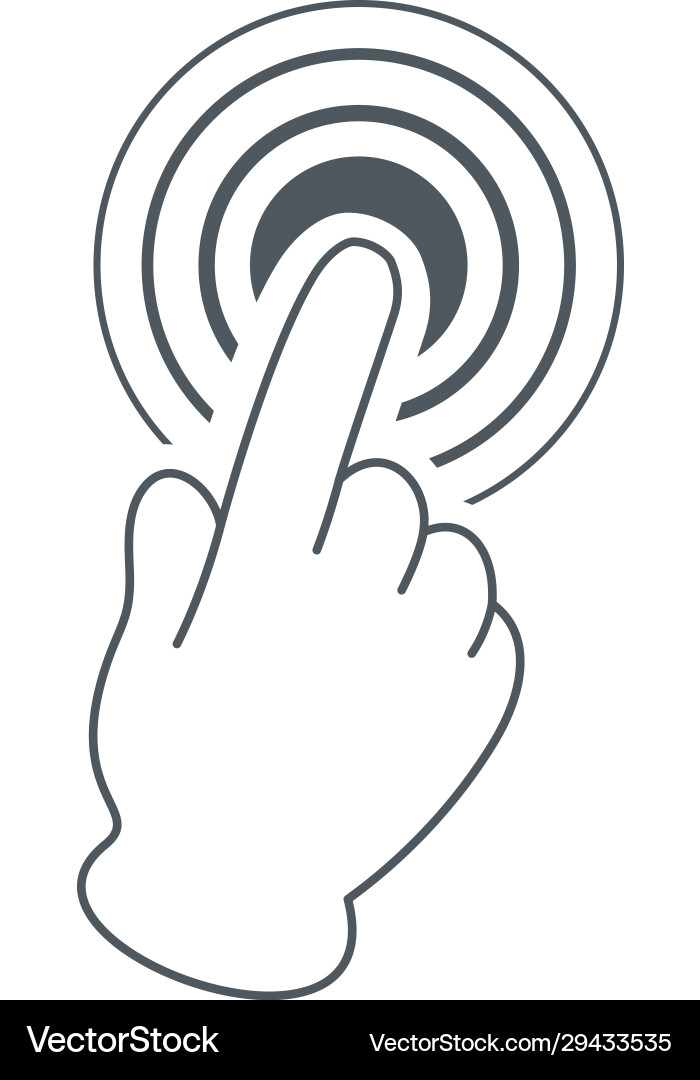 Cursor tap hand gesture click icon with circles Cursor tap hand gesture click icon with circles vector image