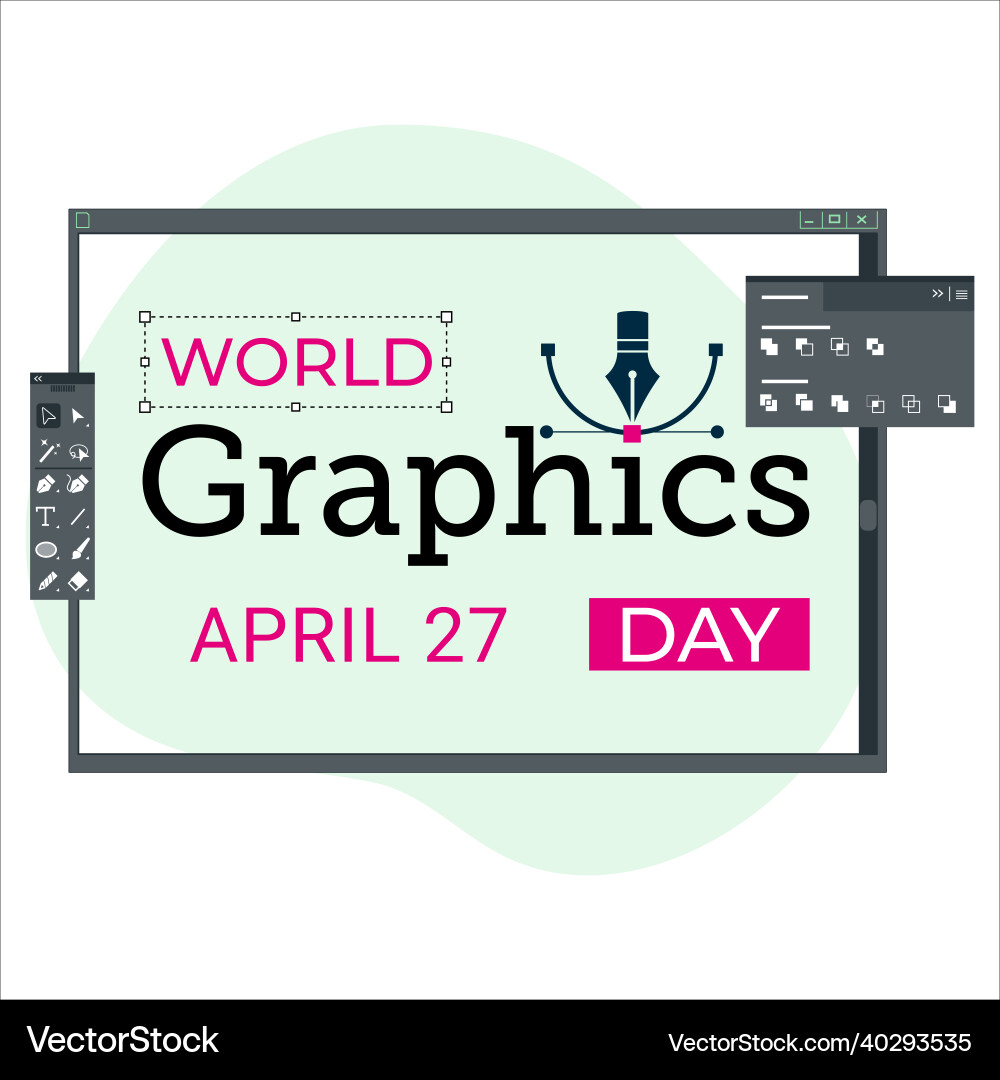 Design for world graphics day text on a green Design for world graphics day text on a green vector image