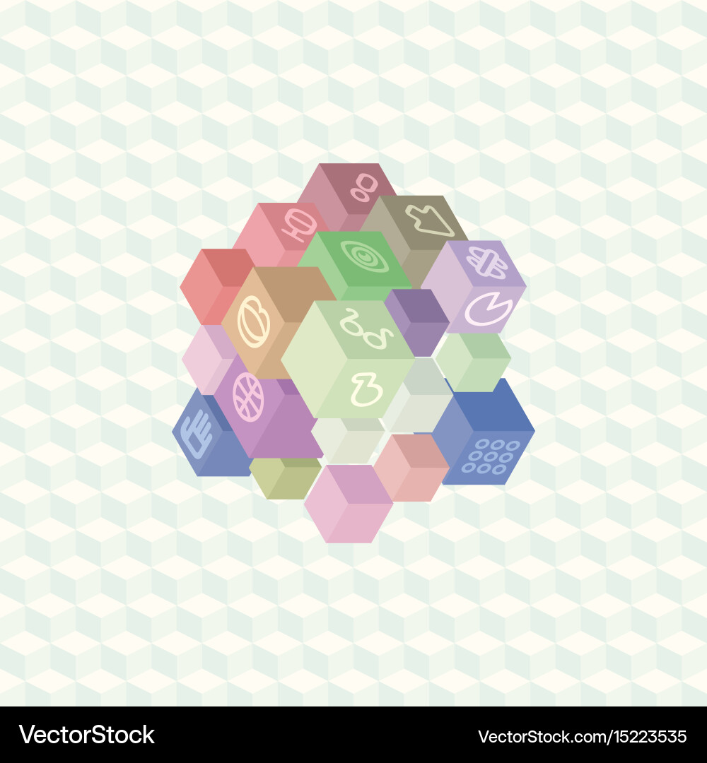 Isometric projection infographic array of cubes vector image
