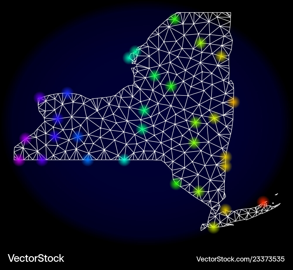 Polygonal wire frame mesh map of new york state Polygonal wire frame mesh map of new york state vector image